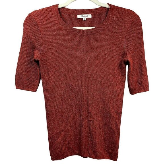Madewell Ribbed Crewneck Shortsleeve Tshirt Sz Small - Picture 1 of 8